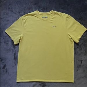Vintage Y2K Nike Mini Swoosh Logo Tee - Yellow/Silver Size XL